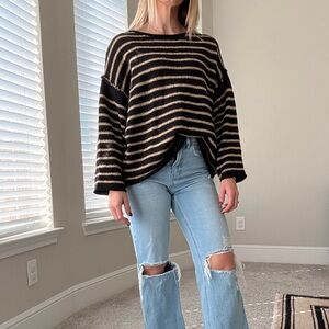Striped Black and Tan oversized Sweater